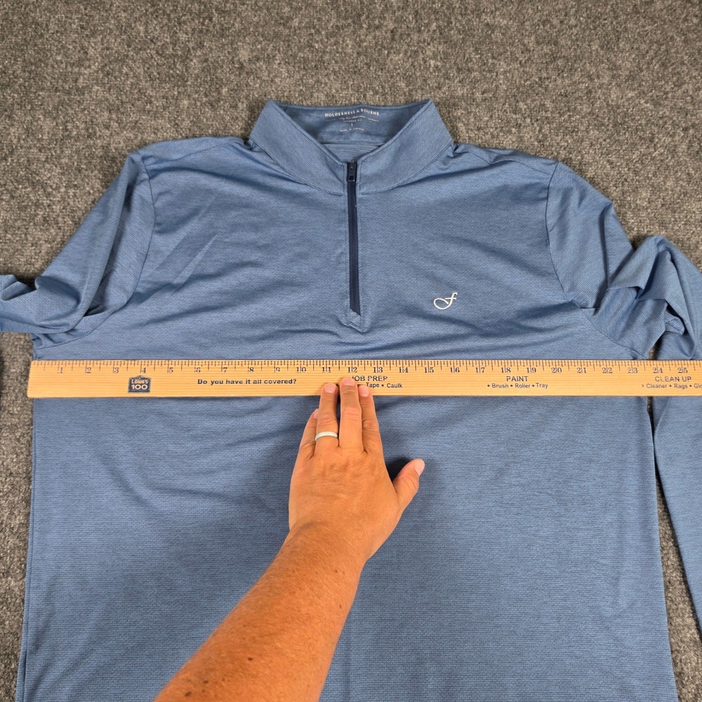 Holderness & Bourne The Bell Pullover Men L Blue Quarter Zip HB2317.730 w/Logo - Picture 4 of 9